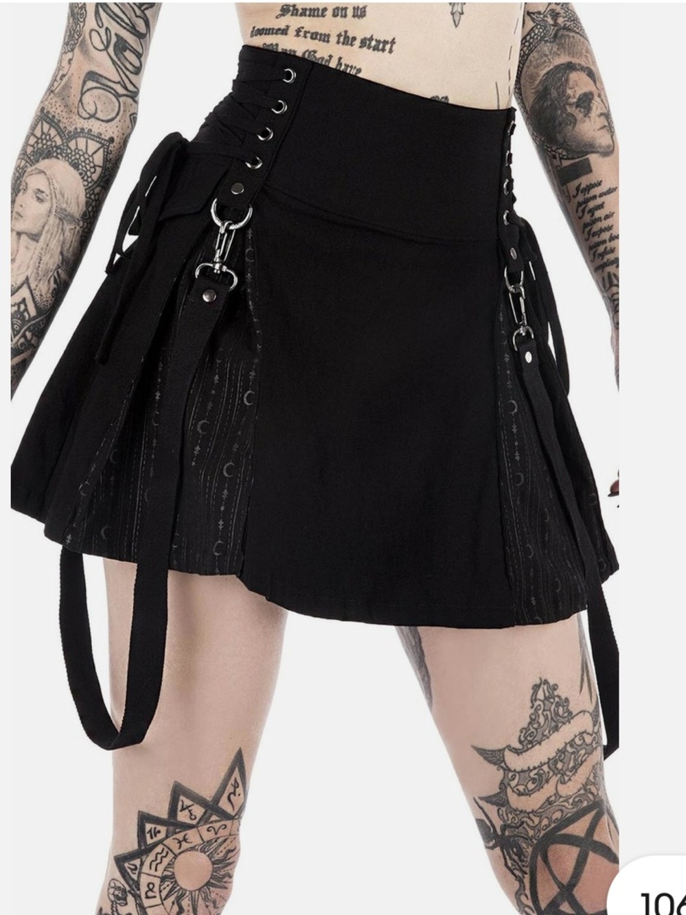 Killstar Black Gothic Bondage Strap Mini Skirt
